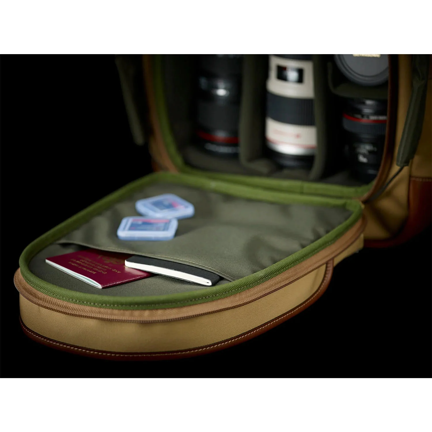 Billingham Rucksack 25 Sage Fibrenyte / Chocolate Leather - Image 3